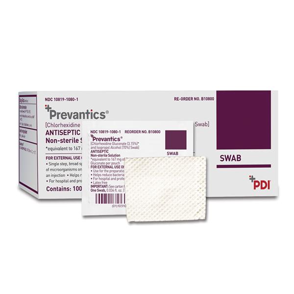 Pad Swab Prevantics CHG 3.15%/Isopropanol 70% 1-3/16x3-3/16